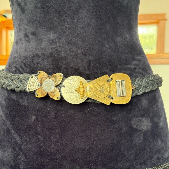 Marjorie Baer, San Francisco, artisan belt, vintage, black webbing, mixed metals - Picture 8 of 15